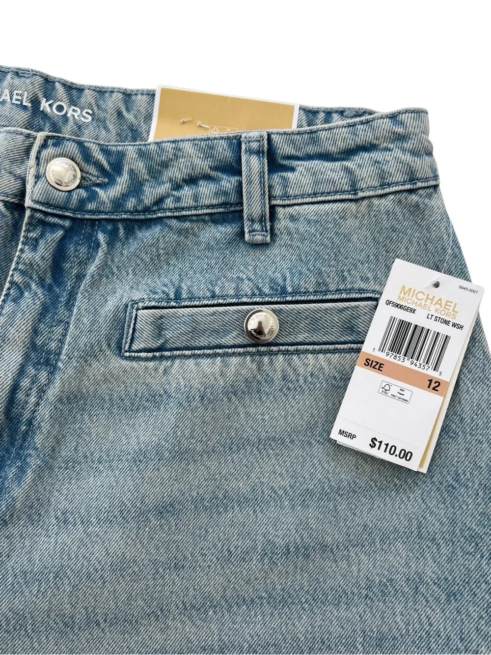 Michael Kors Selma Crop High Rise Wide Leg Jeans Stone Wash 12 NWT